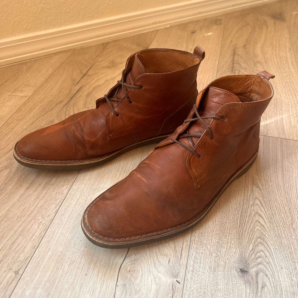 Frye Ashland Chukka Men's Brown Buffalo Leather Lace Up Ankle Boots Size 12